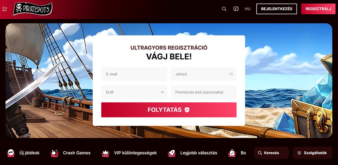 Piratepots kaszinó képernyőkép
